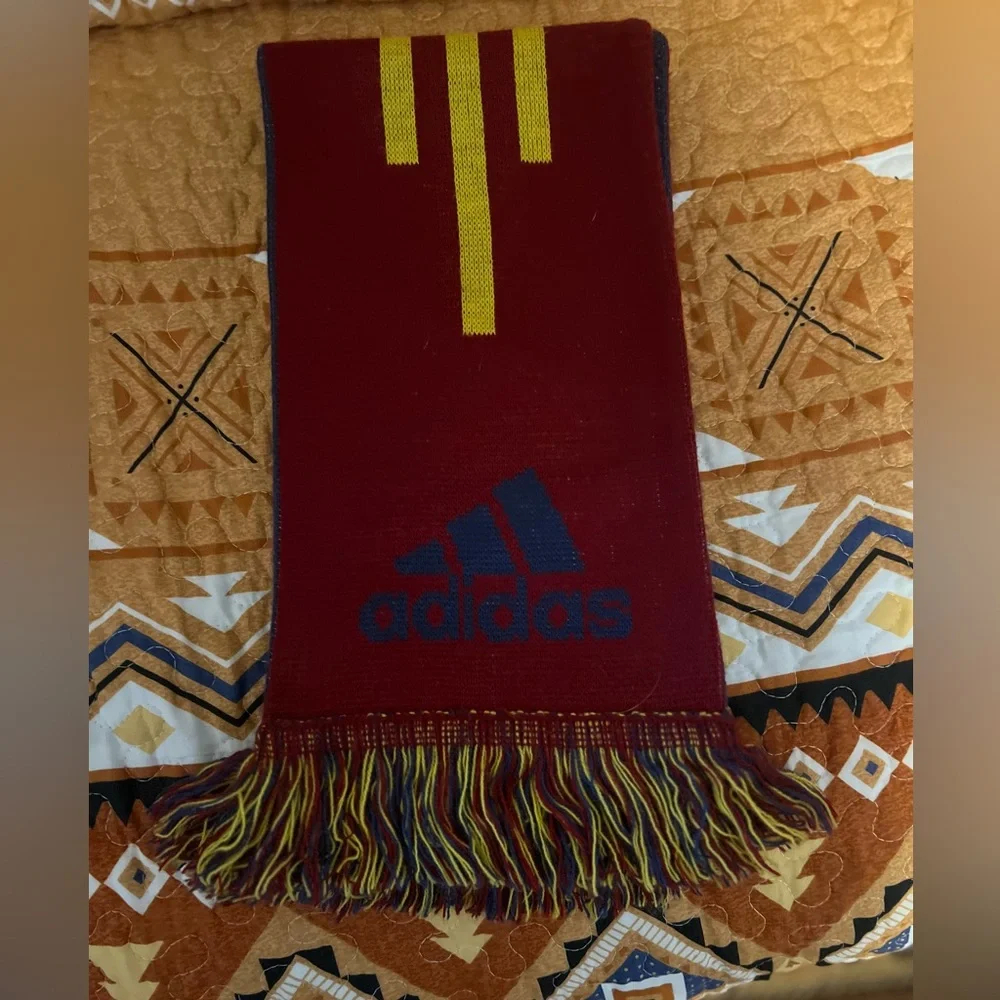 Real Salt Lake Fringed Winter Scarf  MLS Adidas Long Double Sided Blue & Red